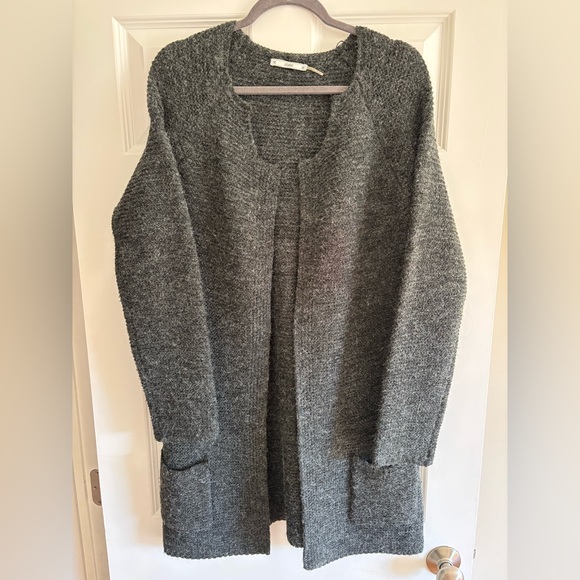 Sioni Sweaters - SIONI. Dark charcoal gray tight woven cardigan sweater. Size is One Size